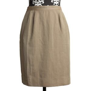 Vintage 90s High Waisted Khaki Herringbone Kasper Pencil Skirt Officecore - Sz 6